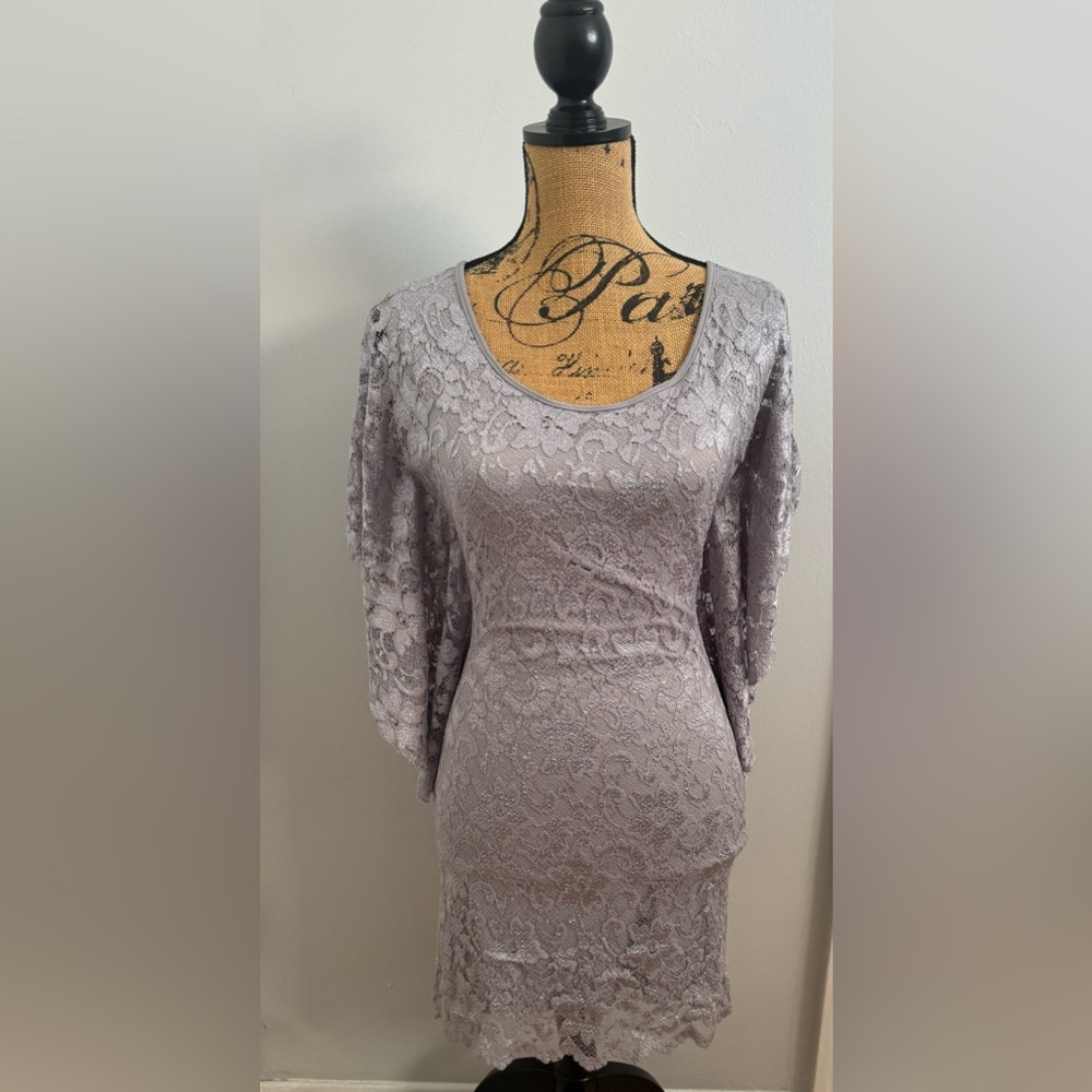 Vintage Lavender Lace Open Back Dress